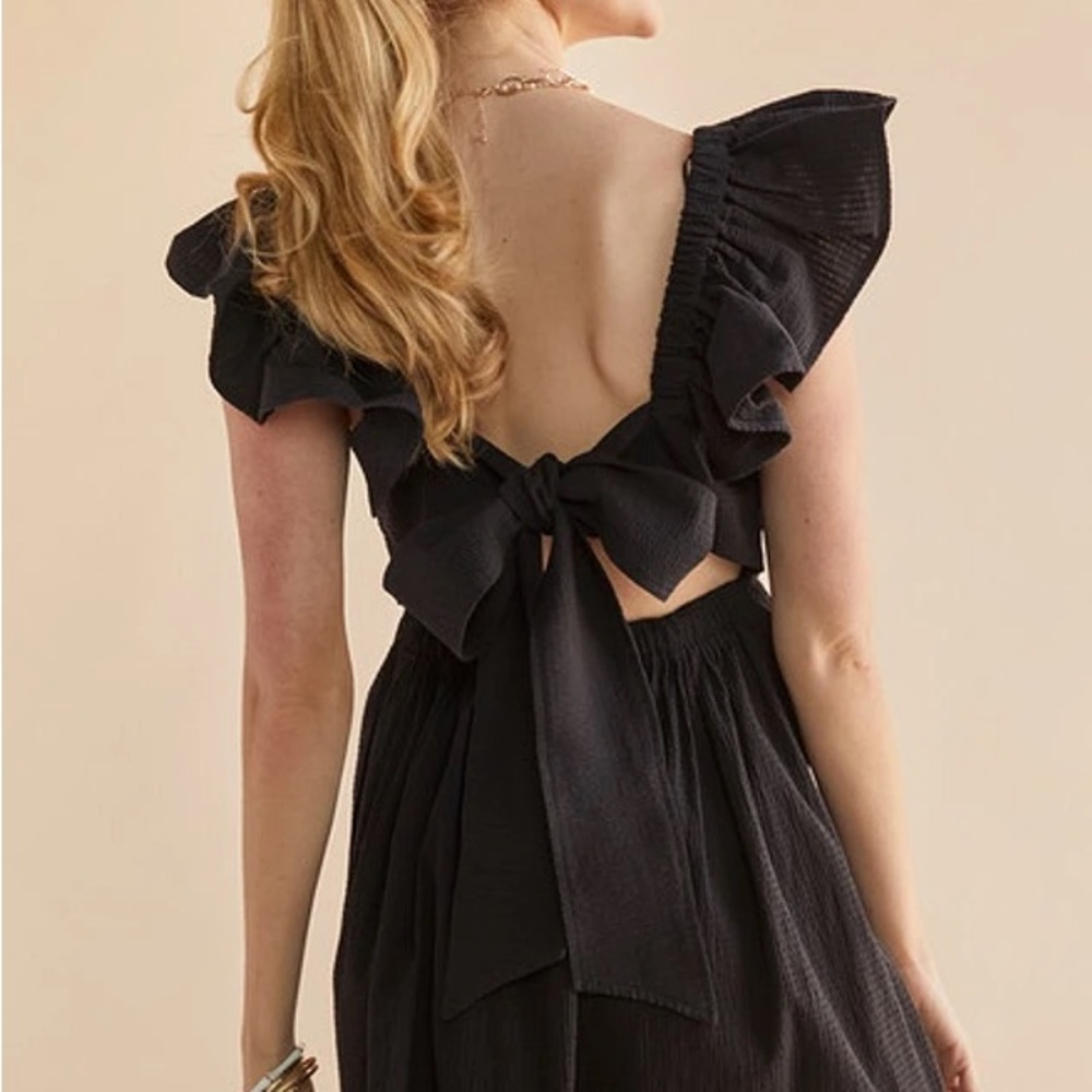 Francesca's Collections Bella Ruffle Sleeve Bow Back Mini Dress - Picture 11 of 11